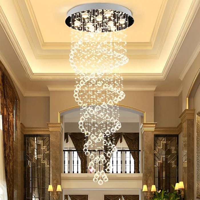 Double Spiral Three Step Dimming LED Modern Staircase Chandelier Light