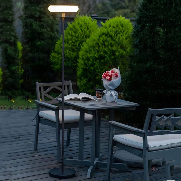 Modern Steel Strip Solar/USB Outdoor Floor Lamp: 68'' Waterproof LED Standing Light