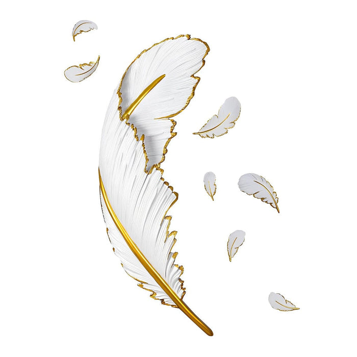 Creative Resin Feathers 3D Decor LED Dimmable White Wall Sconces Light