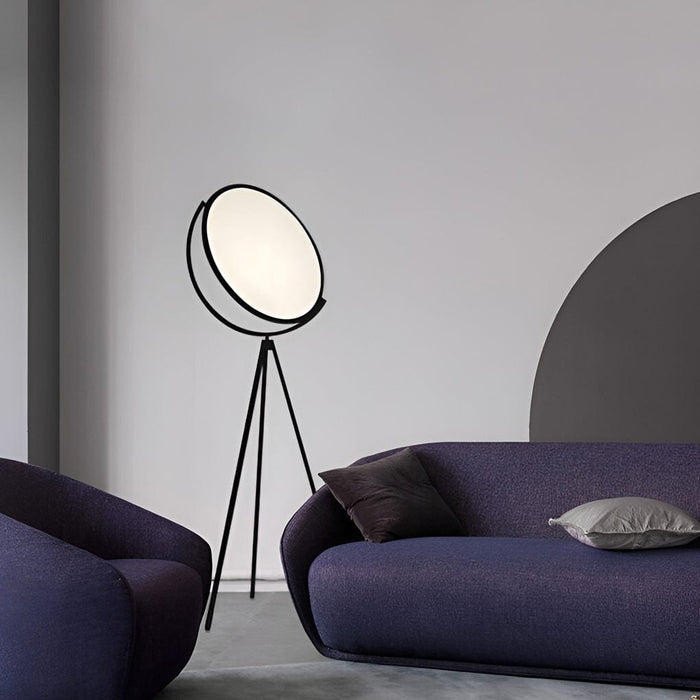 Metal Tripod Floor Lamp With 360° Round Adjustable Acylic Shade Decorate Standing Lamp
