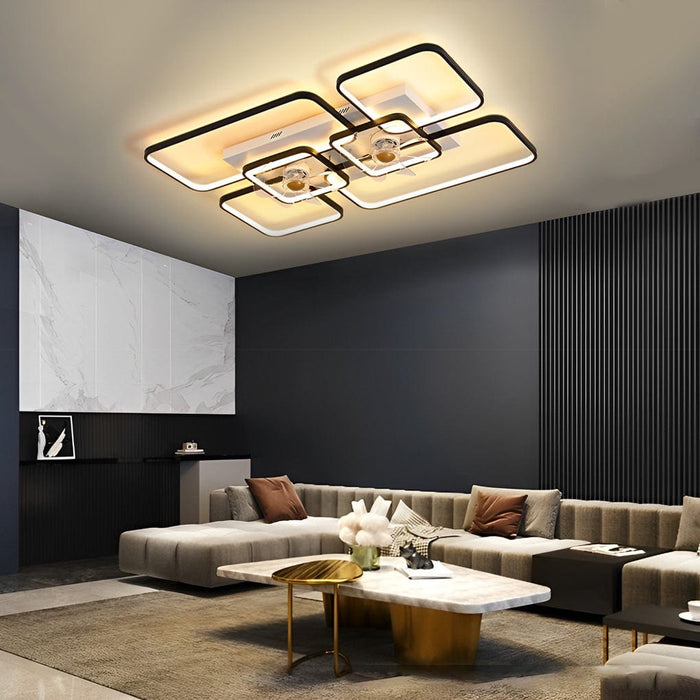 Rectangular Geometric LED Creative Nordic Invisible Ceiling Fan Lights