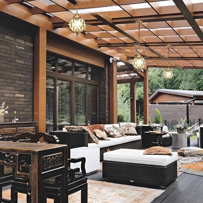 Waterproof Glass Ball Retro European Style Outdoor Chandelier