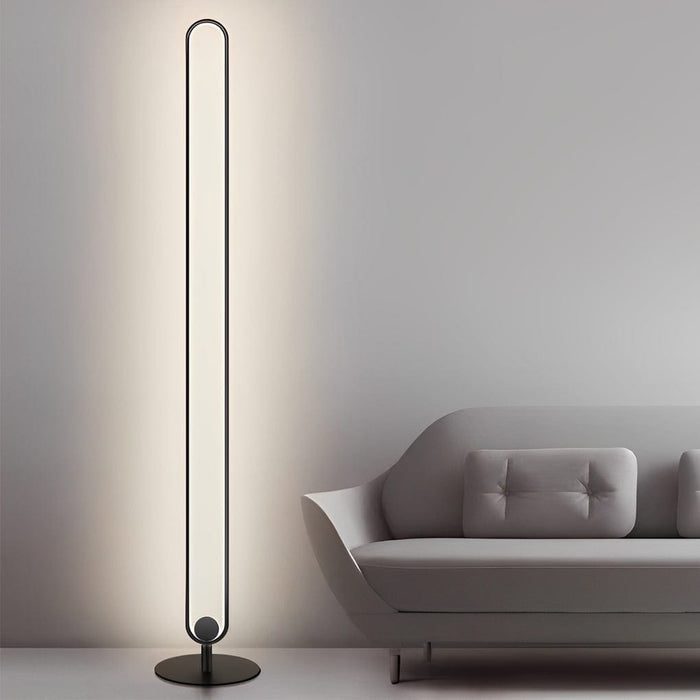 Aluminum Minimalist Strip Oval U-shaped Floor Lamp Integrated LED Standing Lamp