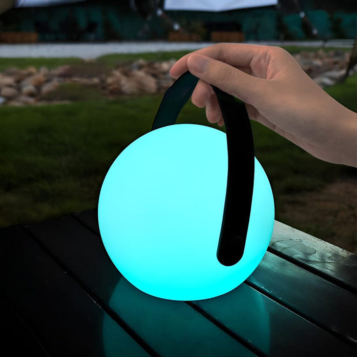 6 Portable RGB Spherical Table Lamp With a Curved Handle
