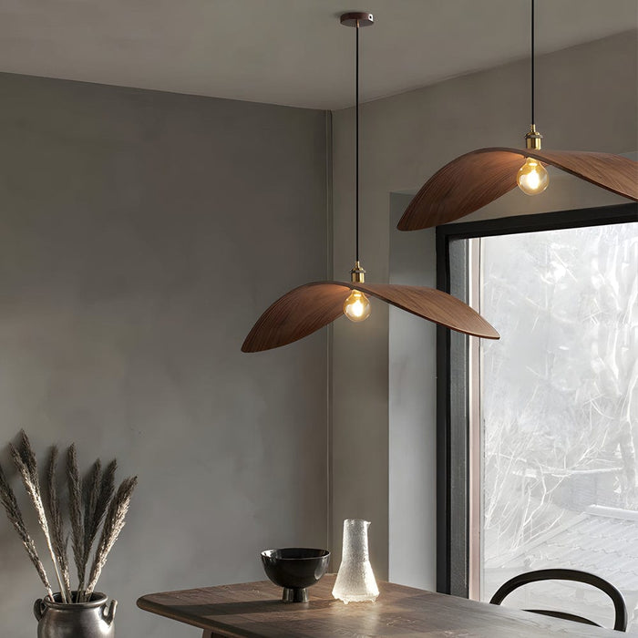 Wabi-Sabi Creative Walnut Wood Leaf Hardware Retro Minimalist Chandelier