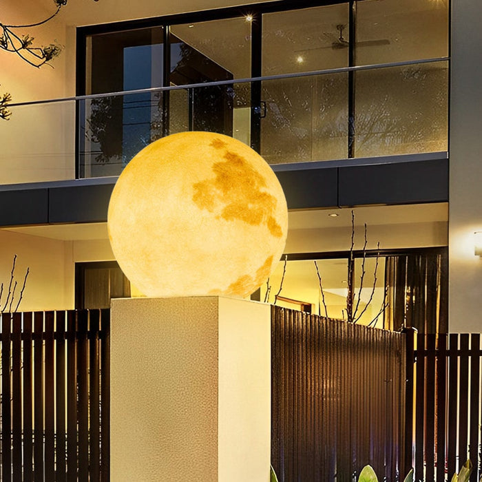 Waterproof LED Round Ball Moon Modern Solar Post Caps Lights with Remote