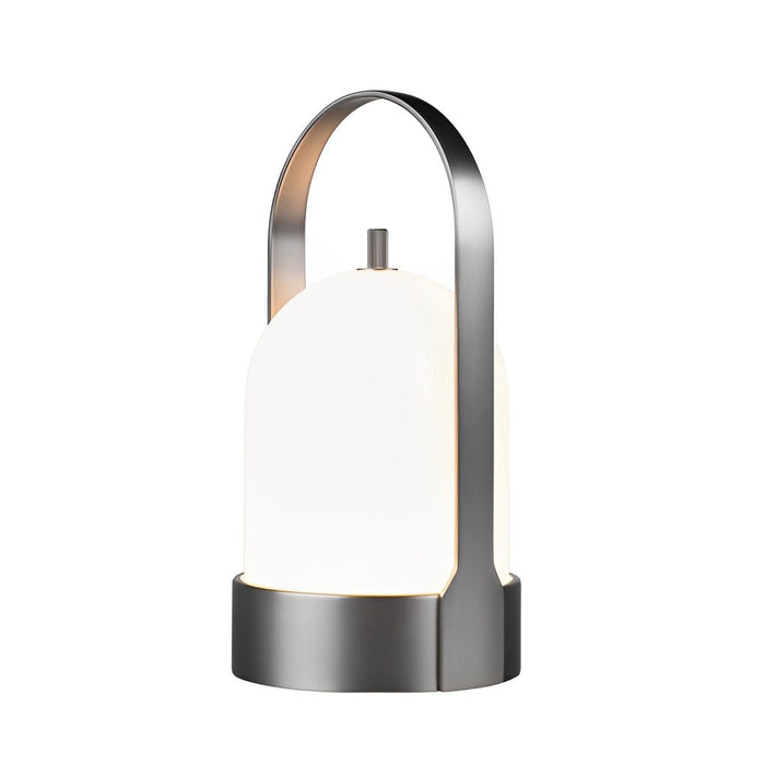 Electroplating Metal Portable Table Lamp With Arched Handle LED Touch Dimming Bedside Light
