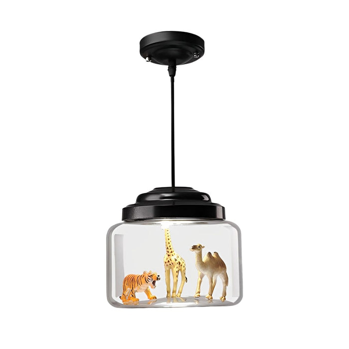 Personality Animal Model Decor Glass Jar LED Black Modern Pendant Light