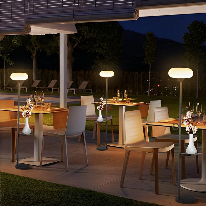 Metal Solar Floor Lamp with Remote Round Pallet Outdoor Waterproof Standing Lamp