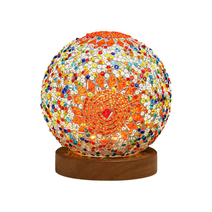 3.9'' Spherical LED Dimmable Glass Bohemian Baroque table lamp Mosaic Night Light