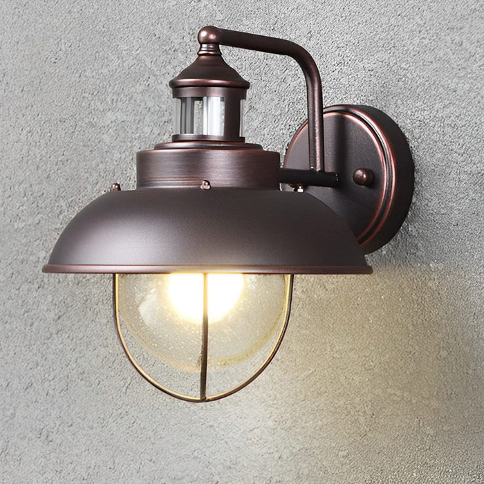 Antique Round Iron Bubbles Glass American Style Outdoor Wall Lights