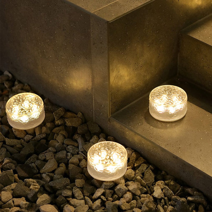 4 Pcs Round Acrylic Ice Bricks LED Waterproof Modern Solar Brick Lights