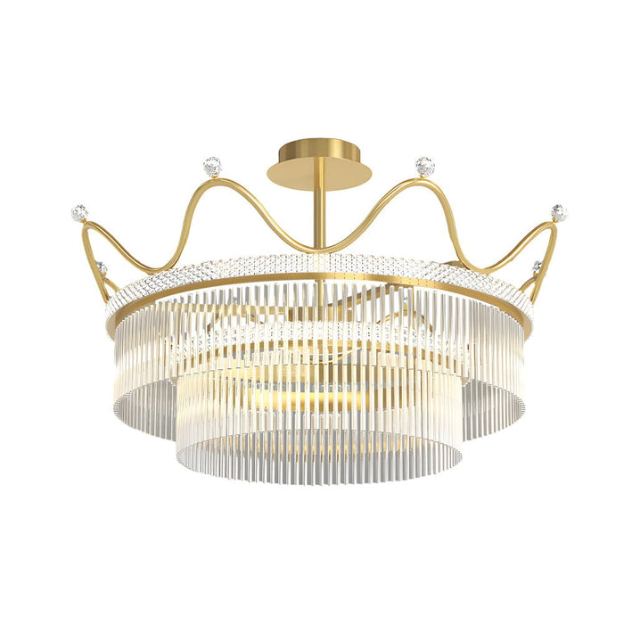 Round Crystal Crowns Three Step Dimming Luxury Postmodern Chandelier