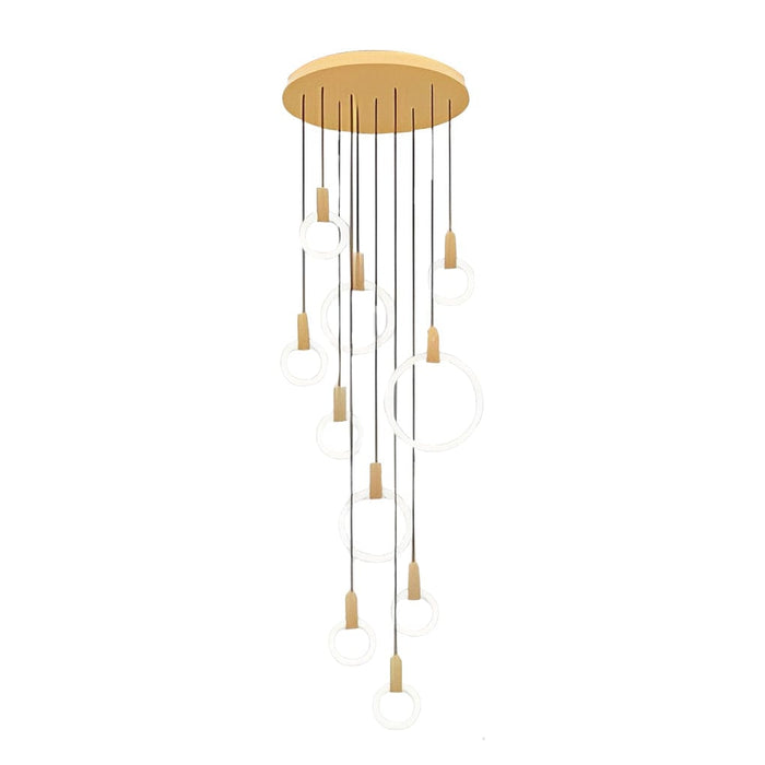 Minimalist Rings Stepless Dimming LED Nordic Duplex Stair Chandelier