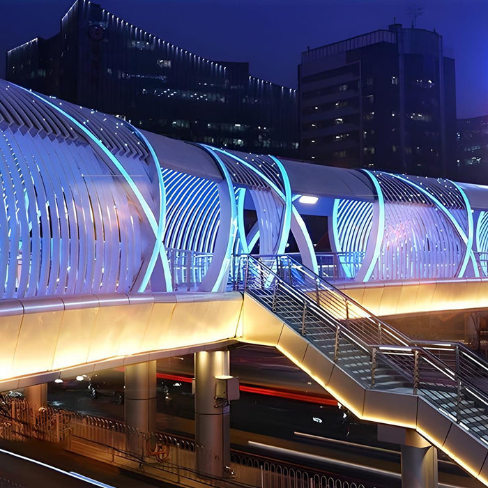 3D Dynamic Wave LED Strip - Outdoor Wall Washer Light, Waterproof / RGB Color Changing, 42.91 inch - Aluminum Glass Fixture