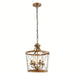 4-Light Gold Rustic Crystal Hanging Light with Long Chain-EriView