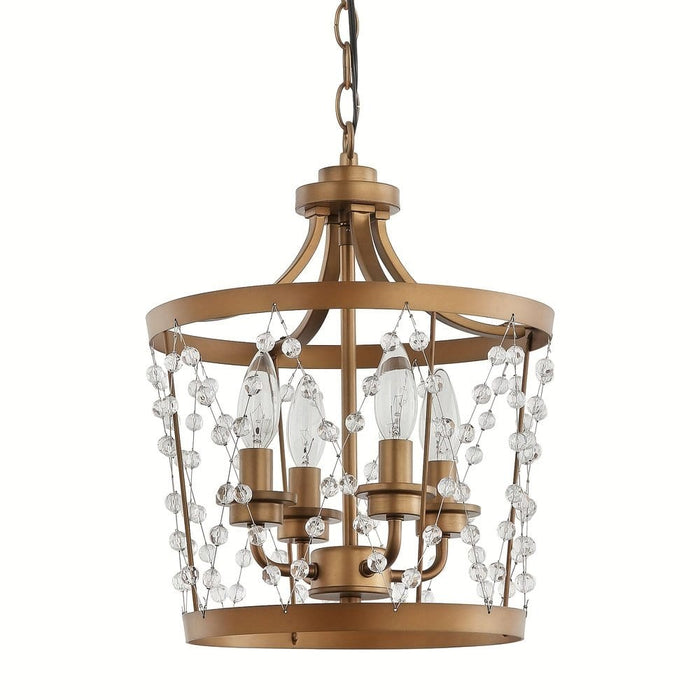 4-Light Gold Rustic Crystal Hanging Light with Plain Background-ErsiView