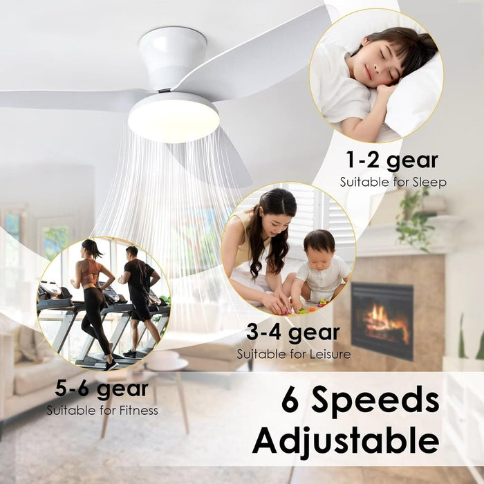 40 in. Bedroom Ceiling Fans with Lights, White Modern Ceiling Fan with Remote and APP Control, Low Ceiling Fan for Bedroom Living Room Dining Room-11-ErisView