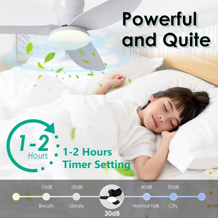 40 in. Bedroom Ceiling Fans with Lights, White Modern Ceiling Fan with Remote and APP Control, Low Ceiling Fan for Bedroom Living Room Dining Room-13-ErisView
