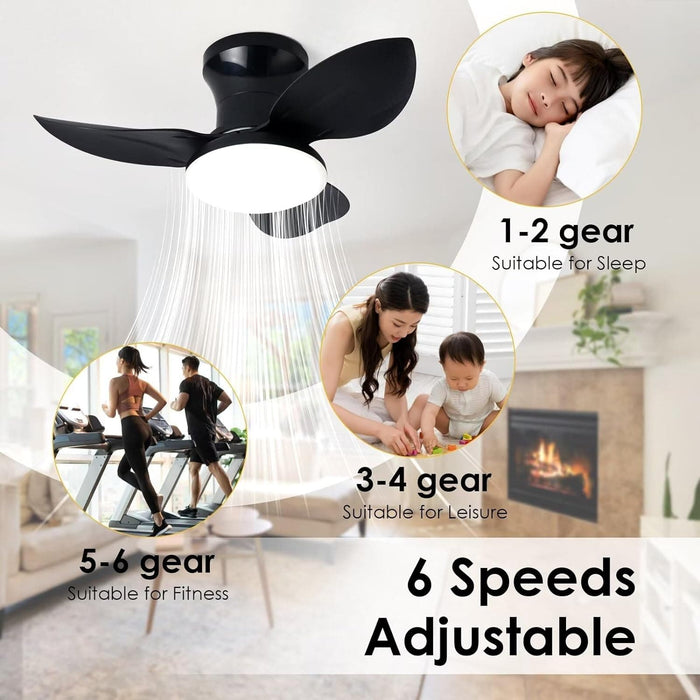 40 in. Bedroom Ceiling Fans with Lights, White Modern Ceiling Fan with Remote and APP Control, Low Ceiling Fan for Bedroom Living Room Dining Room-20-ErisView