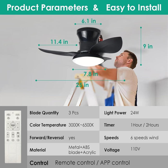 40 in. Bedroom Ceiling Fans with Lights, White Modern Ceiling Fan with Remote and APP Control, Low Ceiling Fan for Bedroom Living Room Dining Room-24-ErisView