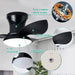 40 in. Bedroom Ceiling Fans with Lights, White Modern Ceiling Fan with Remote and APP Control, Low Ceiling Fan for Bedroom Living Room Dining Room-25-ErisView