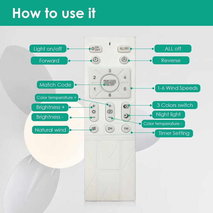 40 in. Bedroom Ceiling Fans with Lights, White Modern Ceiling Fan with Remote and APP Control, Low Ceiling Fan for Bedroom Living Room Dining Room-36-ErisView