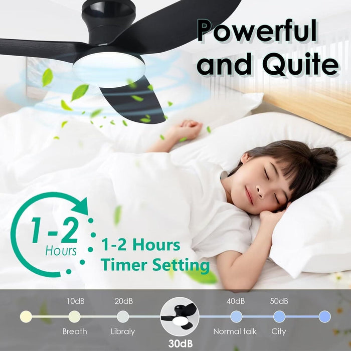 40 in. Bedroom Ceiling Fans with Lights, White Modern Ceiling Fan with Remote and APP Control, Low Ceiling Fan for Bedroom Living Room Dining Room-4-ErisView