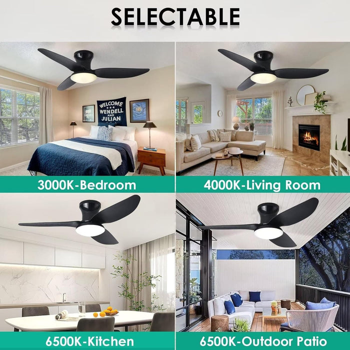 40 in. Bedroom Ceiling Fans with Lights, White Modern Ceiling Fan with Remote and APP Control, Low Ceiling Fan for Bedroom Living Room Dining Room-7-ErisView