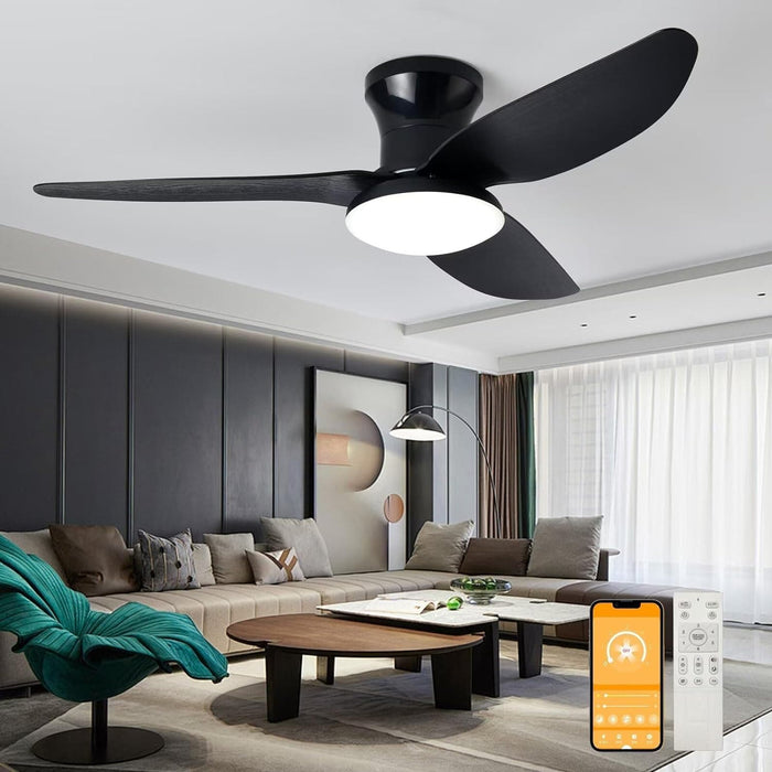 40 in. Bedroom Ceiling Fans with Lights, White Modern Ceiling Fan with Remote and APP Control, Low Ceiling Fan for Bedroom Living Room Dining Room-1-ErisView
