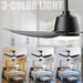 40 in. Black Contemporary Ceiling Fan with Light Remote, 3 Blade Low Profile Ceiling Fan Fixture for Bedroom Living Room Dining Room Kitchen-4-ErisView