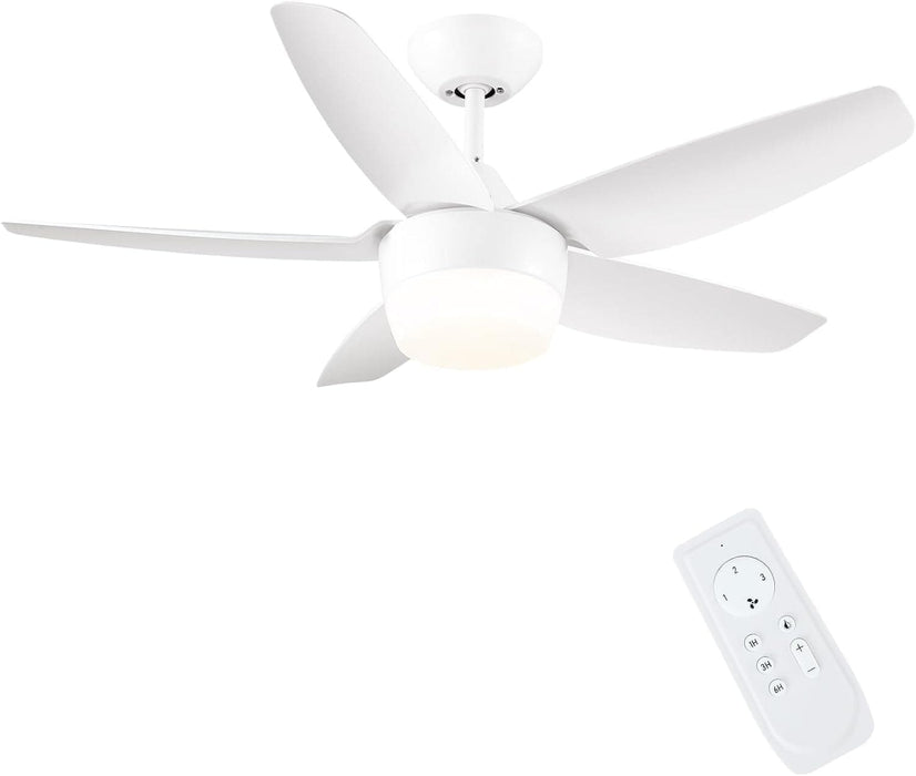 40 in. Remote Control Ceiling Fan and Light, White Modern Ceiling Fan with 5 Blades, Ceiling Fan Summer Winter, Bedroom Ceiling Fans for Low Ceiling-1-ErisView