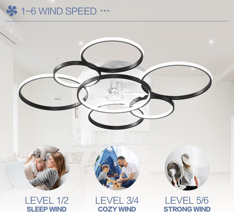41 in. Flush Mount LED Ceiling Fan with Lights and Remote Control for Living Room-5-ErisView