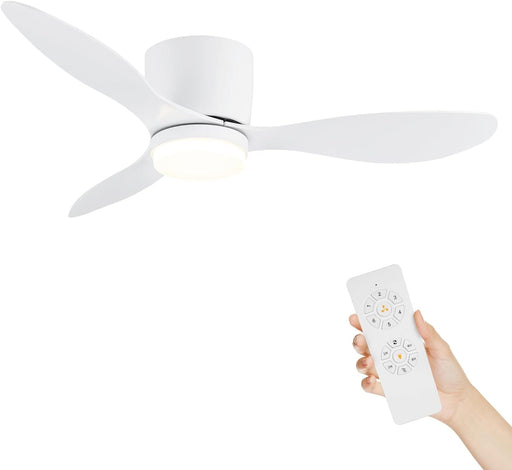 42 In Bedroom Ceiling Fans with Lights, Flush Mount Ceiling Fan, Reversible, White Ceiling Fan with Low Profile Light for Living Room Fan Bedroom, White-1-ErisView