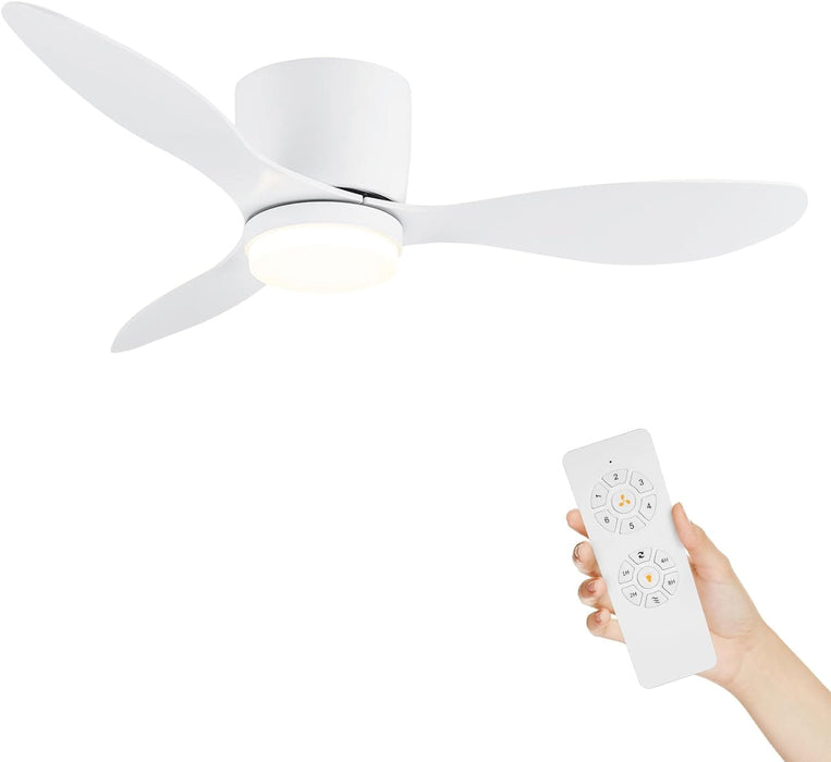 42 In Bedroom Ceiling Fans with Lights, Flush Mount Ceiling Fan, Reversible, White Ceiling Fan with Low Profile Light for Living Room Fan Bedroom, White-1-ErisView