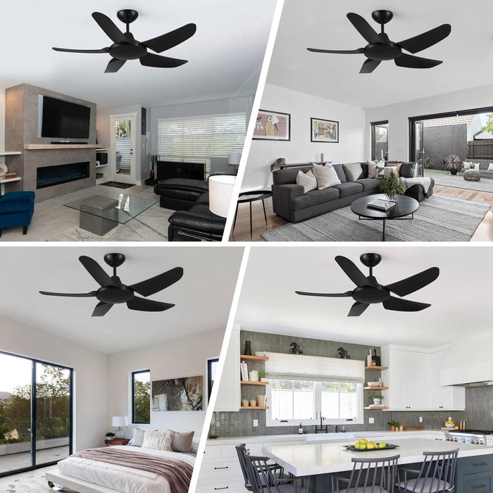 42 in. Black Ceiling Fan NO Light. Reversible Quiet Ceiling Fans with Remote Control, 5 Blade Modern Ceiling Fan, Covered Ceiling Fan -2-ErisView