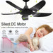 42 in. Black Ceiling Fan NO Light. Reversible Quiet Ceiling Fans with Remote Control, 5 Blade Modern Ceiling Fan, Covered Ceiling Fan -4-ErisView