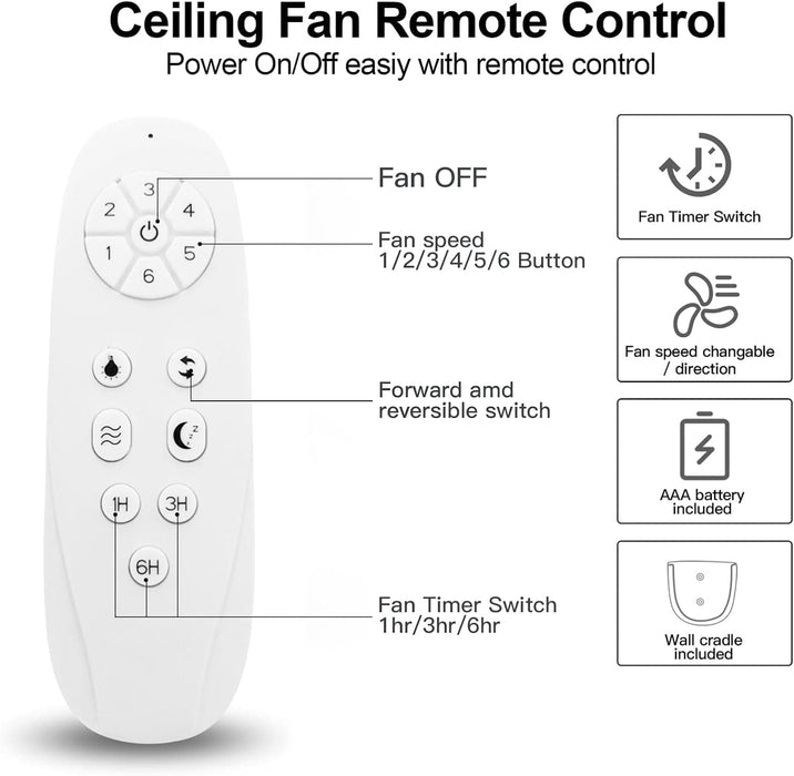 42 in. Black Ceiling Fan NO Light. Reversible Quiet Ceiling Fans with Remote Control, 5 Blade Modern Ceiling Fan, Covered Ceiling Fan -7-ErisView