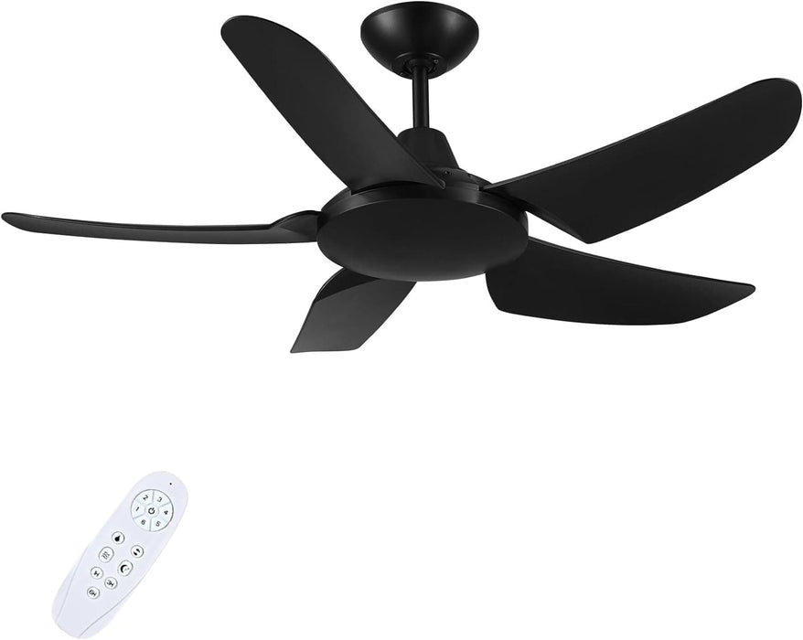 42 in. Black Ceiling Fan NO Light. Reversible Quiet Ceiling Fans with Remote Control, 5 Blade Modern Ceiling Fan, Covered Ceiling Fan -1-ErisView