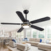 42 in. Black Ceiling Fan with Light Remote Control, 5 Blades Wood Modern Ceiling Fan for Bedroom Living Room, Office Ceiling Fan-6-ErisView