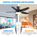 42 in. Black Ceiling Fan with Light and Remote Control, Low Ceiling Fan, Flush Mount Living Room Ceiling Fan with Light, Bedroom Dining Room Ceiling Fan-5-ErisView
