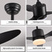 42 in. Black Indoor Ceiling Fan with Light and Remote, Reversible Noiseless 3 Blade Ceiling Fan for Bedroom Living Room Dining Room, Outdoor Fan for Patio-5-ErisView