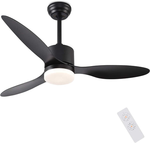 42 in. Black Indoor Ceiling Fan with Light and Remote, Reversible Noiseless 3 Blade Ceiling Fan for Bedroom Living Room Dining Room, Outdoor Fan for Patio-1-ErisView