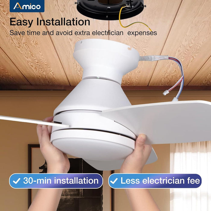 42 in. Black Indoor Outdoor Ceiling Fan with Light and Remote Control, Flush Mount Outdoor Ceiling Fan, Noiseless Ceiling Fan for Bedroom Living Room-18-ErisView