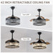 42 in. Black Lantern Crystal Ceiling Fan with Remote Control, Retractable Reversible Industrial Ceiling Fans for Living Room Bedroom Kitchen Dining Room-6-ErisView