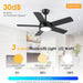 42 in. Black Low Profile Ceiling Fan with Light and Remote Control, Designer Fans for Indoor Outdoor Use-2-ErisView