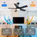 42 in. Black Low Profile Ceiling Fan with Light and Remote Control, Designer Fans for Indoor Outdoor Use-5-ErisView