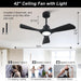 42 in. Black Remote Control Ceiling Fan and Light, Modern Reversible Quiet Ceiling Fan for Bedroom Living Room, Farmhouse Outdoor Fan for Gazebo-2-ErisView