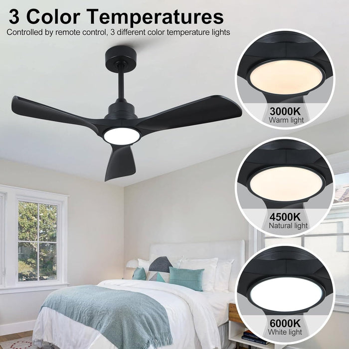 42 in. Black Remote Control Ceiling Fan and Light, Modern Reversible Quiet Ceiling Fan for Bedroom Living Room, Farmhouse Outdoor Fan for Gazebo-5-ErisView
