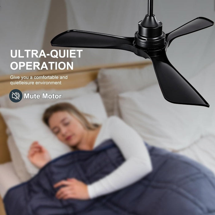 42 in. Black Remote Control Ceiling Fan and Light, Modern Reversible Quiet Ceiling Fan for Bedroom Living Room, Farmhouse Outdoor Fan for Gazebo-8-ErisView